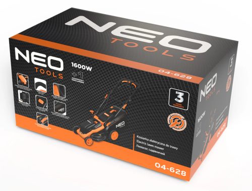 ELEKTROMOS FŰNYÍRÓ 1600W ,380MM, 45L-ES GYŰJTŐKOSÁR,NEO TOOLS