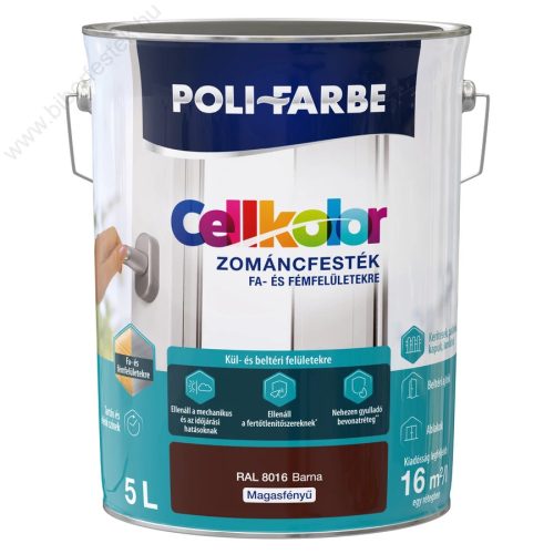 CELLKOLOR SELYEMFÉNYŰ ZOMÁNCFESTÉK 5 L BARNA