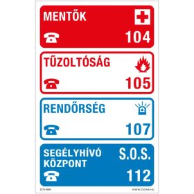 SEGÉLYHÍVÓ SZÁMOK-PLASTIK-16X25 CM