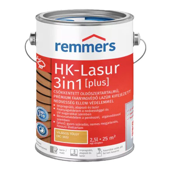  RUSZTIKUS TÖLGY - REMMERS HK-LASUR PLUS VIZES VÉKONYLAZÚR RC-360 -  2,5L