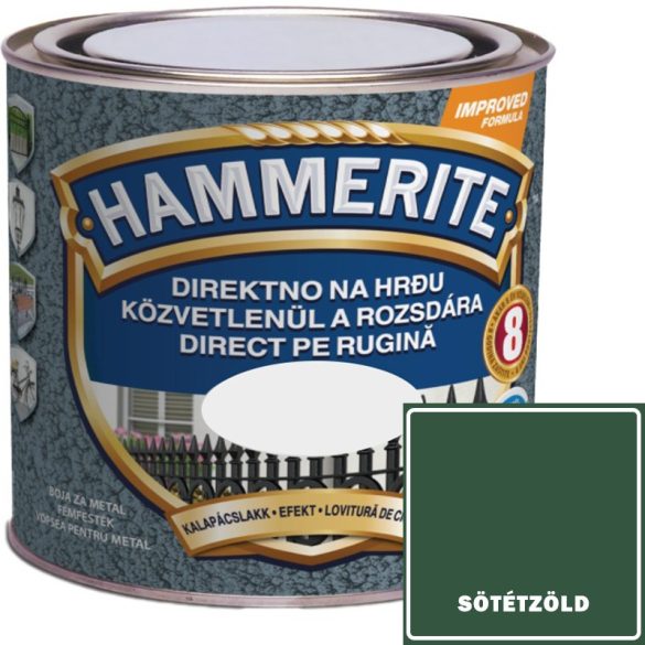 KALAPÁCSLAKK SÖTÉTZÖLD - HAMMERITE FÉMFESTÉK - KÖZVETLENÜL A ROZSDÁRA - 0,25L