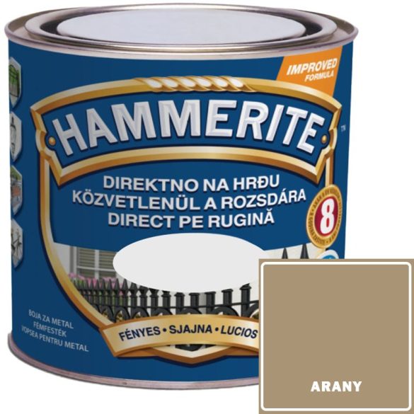 FÉNYES ARANY - HAMMERITE FÉMFESTÉK- KÖZVETLENÜL A ROZSDÁRA - 0,75L