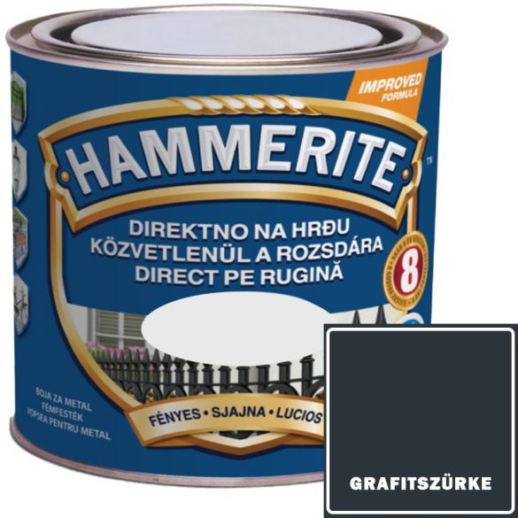 FÉNYES GRAFITSZÜRKE - HAMMERITE FÉMFESTÉK- KÖZVETLENÜL A ROZSDÁRA - 0,25L