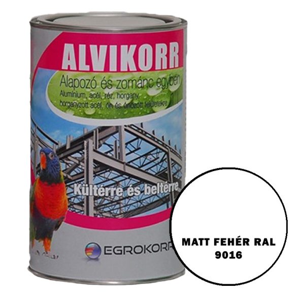 MATT FEHÉR RAL 9016 - ALVIKORR ALAPOZÓ ÉS ZOMÁNC EGYBEN - 1L