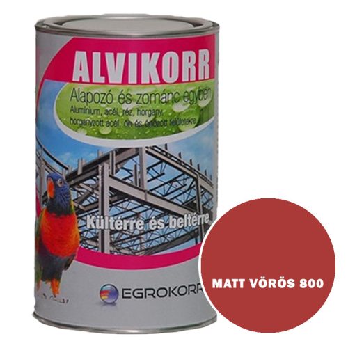 VÖRÖS 800 MATT 1L - ALVIKORR ALAPOZÓ ÉS ZOMÁNC EGYBEN