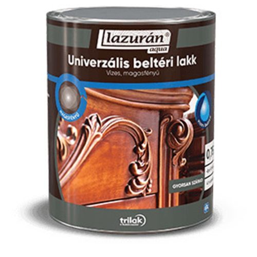 LAZURÁN AQUA UNIVERZÁLIS BELTÉRI LAKK MAGASFÉNYŰ 0,75L