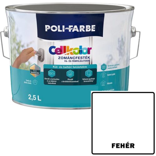 FEHÉR - CELL KOLOR SELYEMFÉNYŰ ZOMÁNCFESTÉK - POLI-FARBE - 2,5L