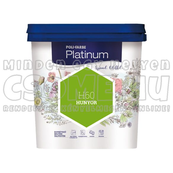 H60 HUNYOR - PLATINUM EGYRÉTEGŰ BELTÉRI FALFESTÉK POLI-FARBE - 2,5L