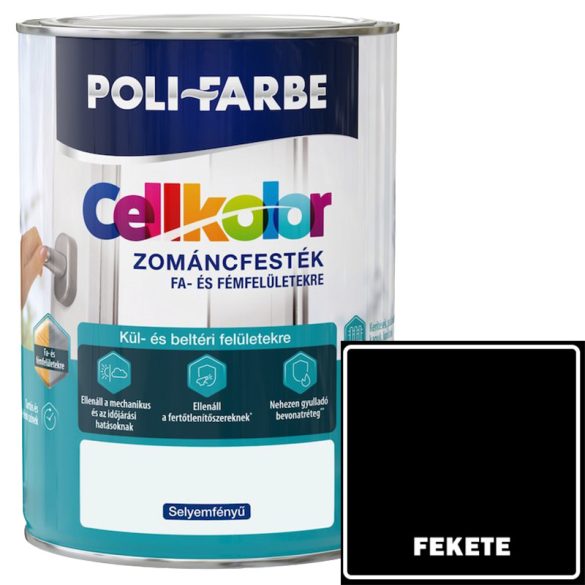 FEKETE - CELL KOLOR SELYEMFÉNYŰ ZOMÁNCFESTÉK - POLI-FARBE - 400ML