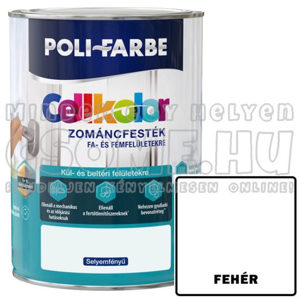 FEHÉR - CELLKOLOR SELYEMFÉNYŰ ZOMÁNCFESTÉK - POLI-FARBE - 800ML