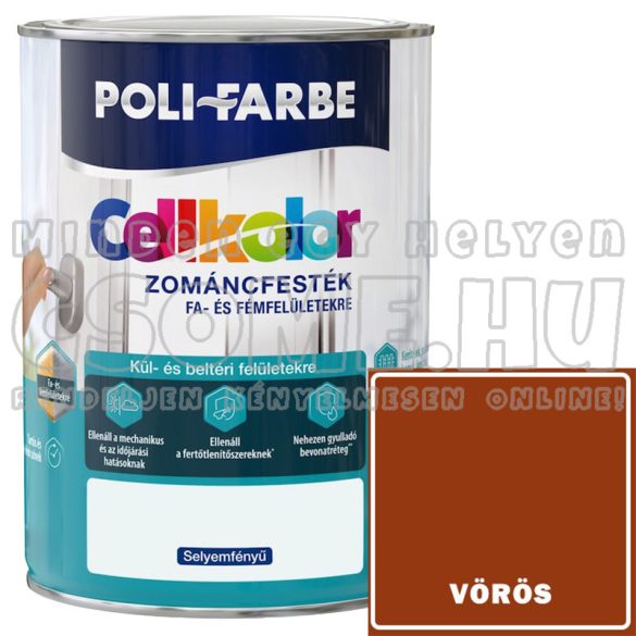 VÖRÖS - CELLKOLOR SELYEMFÉNYŰ ZOMÁNCFESTÉK - POLI-FARBE - 800ML