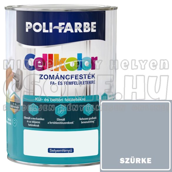 SZÜRKE - CELLKOLOR SELYEMFÉNYŰ ZOMÁNCFESTÉK - POLI-FARBE - 800ML