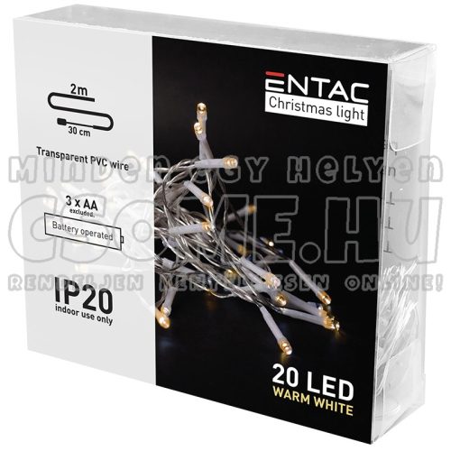 ELEMES LED FÉNYFÜZÉR (2M 20LED) MELEGFEHÉR - ENTAC