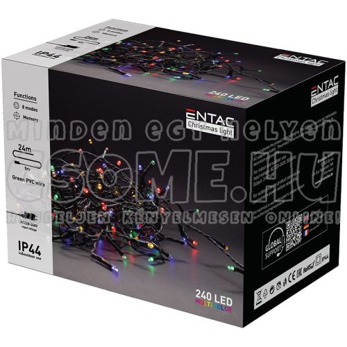 KARÁCSONYI IP44 240 LED FÜZÉER SZÍNES 24M