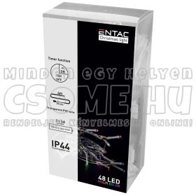   ENTAC KARÁCSONYI IP44 FÜZÉR 48 LED IDŐZÍTŐVEL SZÍNES 4M ECL-48MC-T