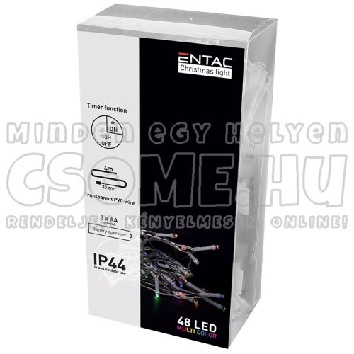 ELEMES LED FÉNYFÜZÉR IDŐZÍTŐS (4M 48LED) SZÍNES - ENTAC
