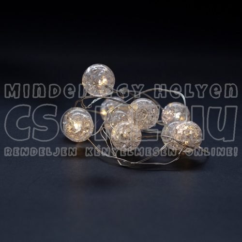 ENTAC KARÁCSONYI BELTÉRI FÜZÉR ÁTTETSZŐMŰANYAG GOLYÓ 10 LED WW1,3M ECL-CPB-10WW