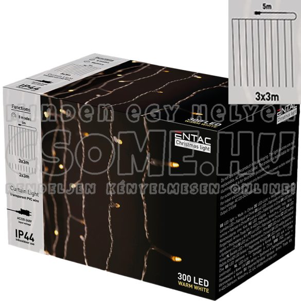 ENTAC LED FÜGGÖNY 3X3M 300 LED  ECCL-300WW