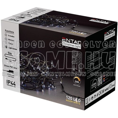 LED FÉNYFÜZÉR-MELEGFEHÉR-KÜL-BELTÉRI-9M-120LED