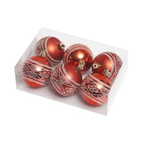 KARÁCSONYFADÍSZ GÖMB 6CM FESTETT PIROS-ACB6-PR-6