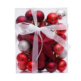   KARÁCSONYFADÍSZ GÖMB + CSÚCSDÍSZ PIROS FEHÉR-ACB3-FS-RW-30