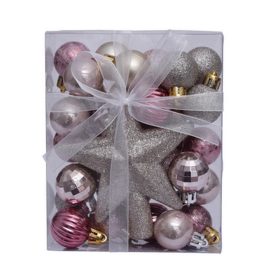 KARÁCSONYFADÍSZ GÖMB-EZÜST RÓZSASZÍN-ACB3-FS-SP-30
