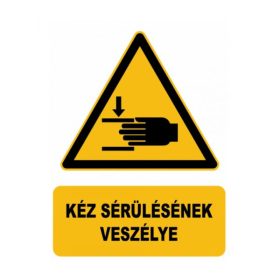 KÉZ SÉRÜLÉSÉNEK VESZÉLYE-PLASTIK-15X25 CM