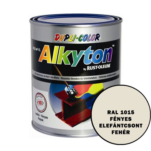 RAL 1015 FÉNYES ELEFÁNTCSONT FEHÉR - ALKYTON FESTÉK -ROZSDÁS FÉMEKRE ÉS FAFELÜLETRE - 0,75 L