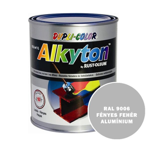 RAL 9006 FÉNYES FEHÉR ALUMÍNIUM - ALKYTON FESTÉK -ROZSDÁS FÉMEKRE ÉS FAFELÜLETRE - 0,75 L