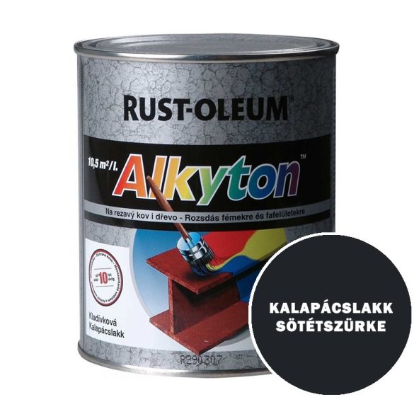 KALAPÁCSLAKK SÖTÉTSZÜRKE - ALKYTON FESTÉK -ROZSDÁS FÉMEKRE ÉS FAFELÜLETRE - 0,75 L