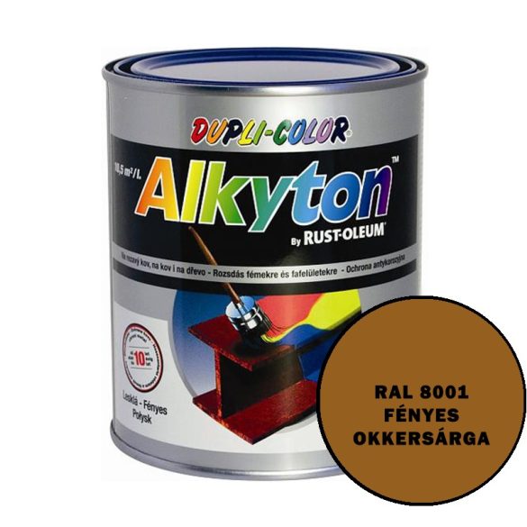 RAL 8001 FÉNYES OKKERSÁRGA - ALKYTON FESTÉK -ROZSDÁS FÉMEKRE ÉS FAFELÜLETRE - 0,75 L