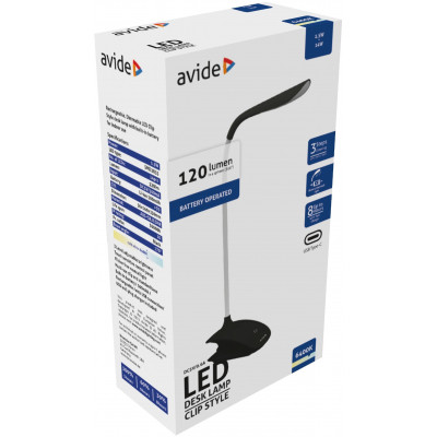 AVIDE LED ASZTALI LÁMPA CSIPTETHETŐ FEKETE
