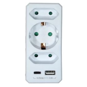 FÖLDELETLEN ELOSZTÓ 2X EURÓ, 1X FÖLDELT ALJZAT +2X USB