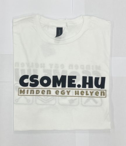 GILDAN SOFTSTYLE KÖRNYAKÚ MUNKAPOLÓ FEHÉR XXL "CSÖME" FELIRATOS