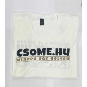   GILDAN SOFTSTYLE V NYAKÚ MUNKAPOLÓ FEHÉR L "CSÖME" FELIRATOS